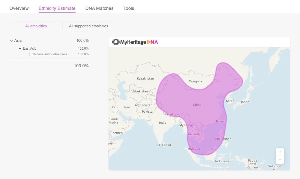 MyHeritage Ancestry Map Report Example