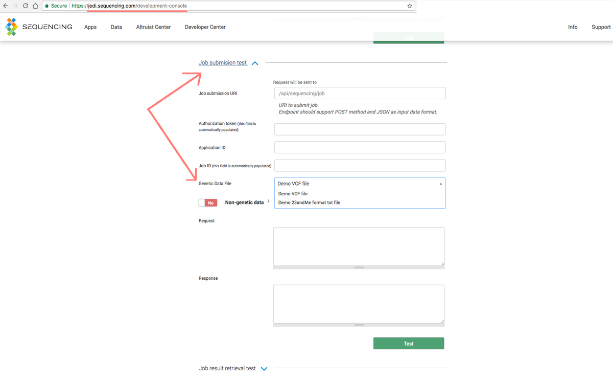 Demo Genetic Data via App Market API